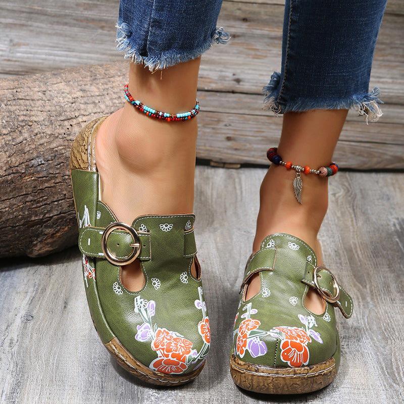 Boho Floral Elizabeth Ainsley Platform Clogs Sandals