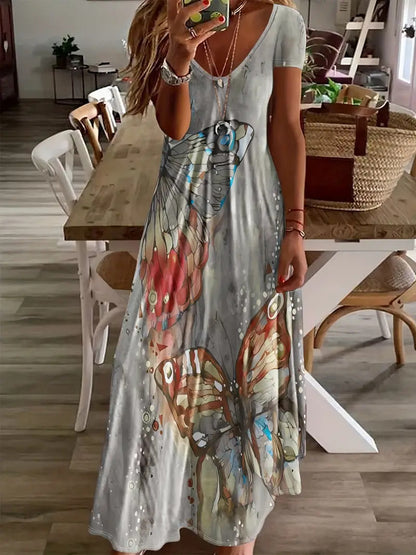 Bohemian Butterfly Print Elizabeth Ainsley Maxi Dress