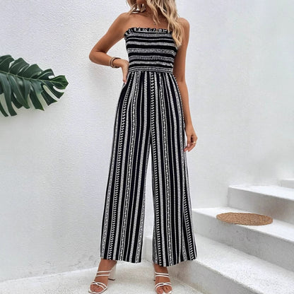Chic Striped Elizabeth Ainsley Tube Top Jumpsuit