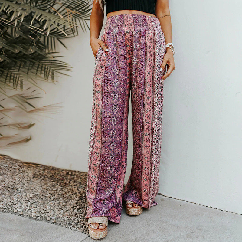 Boho Print Wide Leg Pants by Elizabeth Ainsley