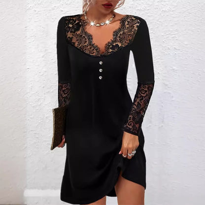 Elegant Lace V-Neck Dress by Elizabeth Ainsley