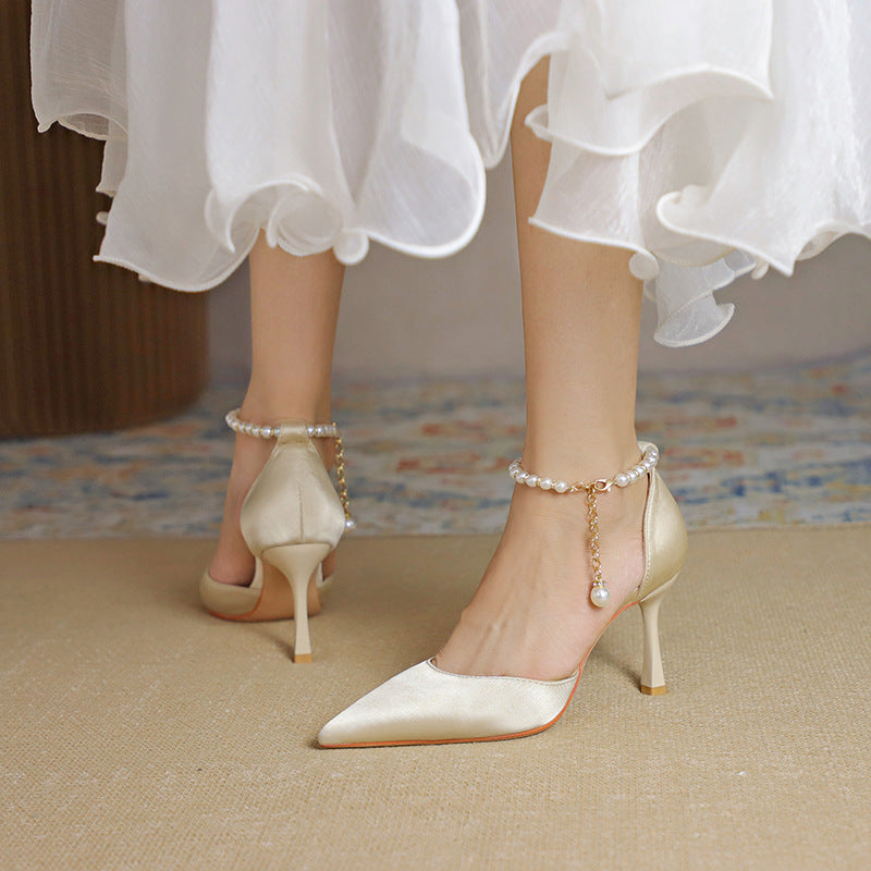 Elegant Elizabeth Ainsley Satin Tassel Stiletto Heels