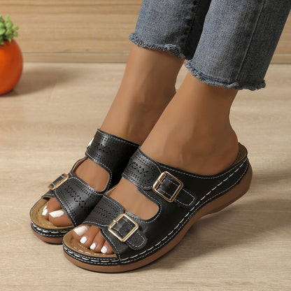 Retro Buckle Platform Sandals Elizabeth Ainsley