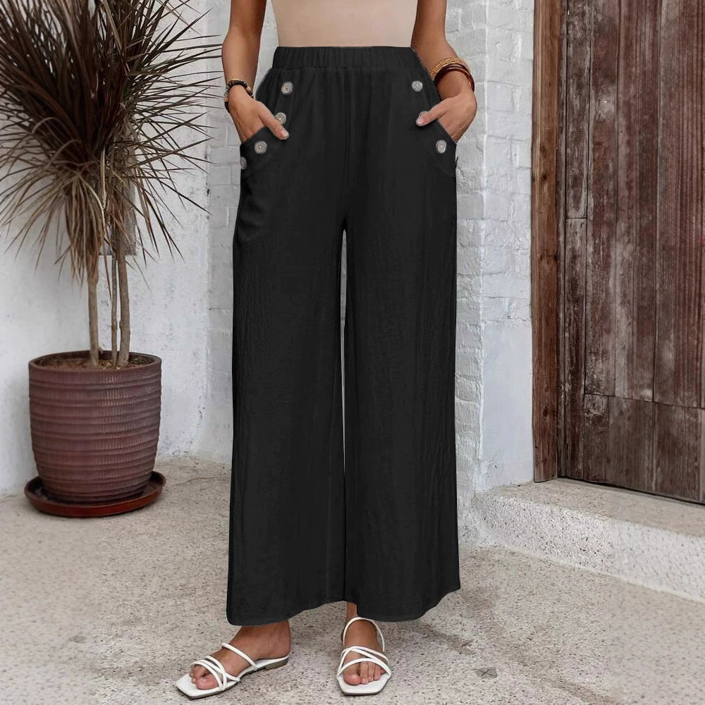 Relaxed High Waist Wide-Leg Pants by Elizabeth Ainsley