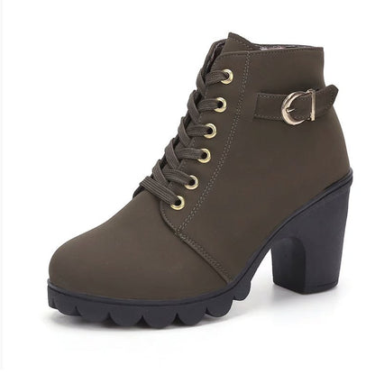 Elizabeth Ainsley Leopard Print Ankle Boots - Square Heel