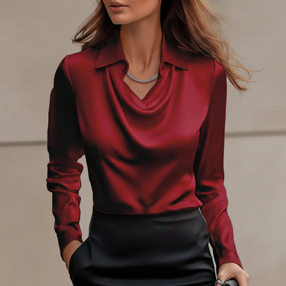 Elegant Satin Swing Collar Top by Elizabeth Ainsley