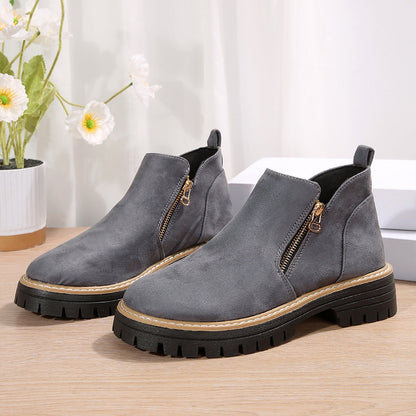 Elizabeth Ainsley Suede Ankle Boots - Side Zipper Comfort