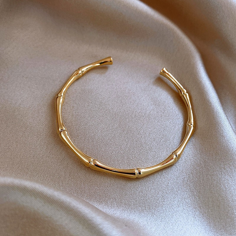 Textured Open Cuff Bracelet with Sculpted Segment Design