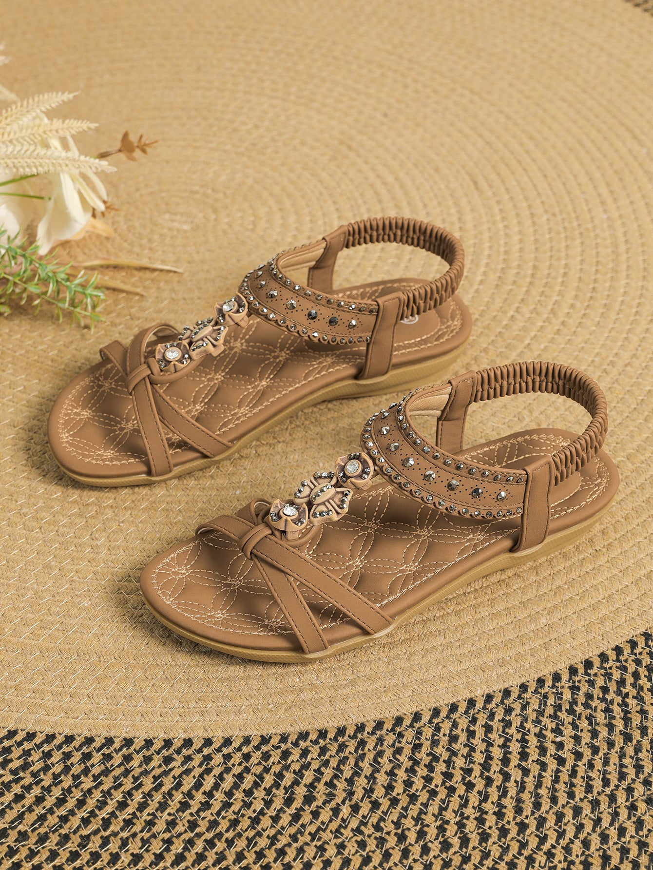 Chic Diamond Flat Sandals by Elizabeth Ainsley