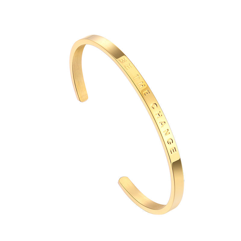 Engraved Open Cuff Bracelet with Inspirational Message