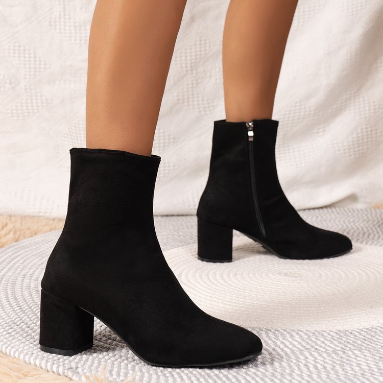 Elizabeth Ainsley Suede Stretch Boots - Pointed Toe Comfort