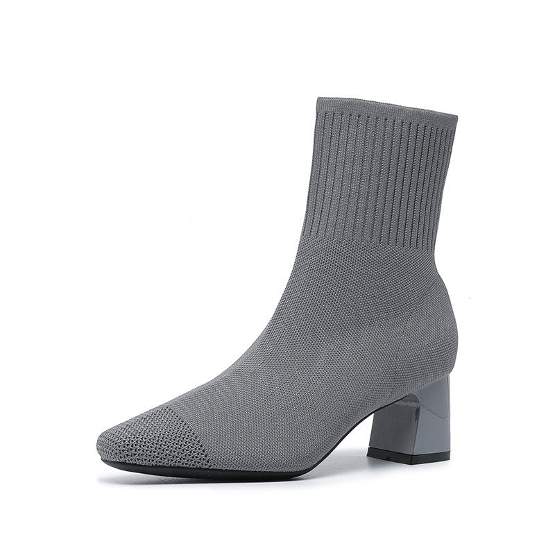 Mary | Classic Knit Block-Heel Orthopedic Sock Boots