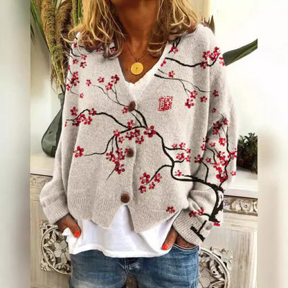 Vibrant Abstract Elizabeth Ainsley Casual Cardigan
