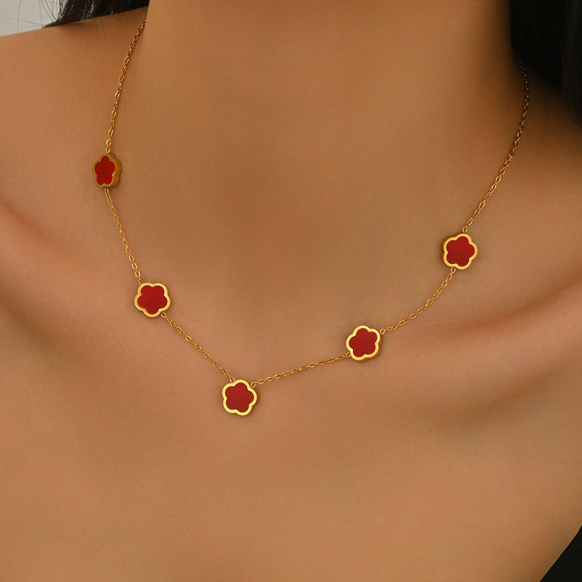 Delicate Clover Charm Necklace with Elegant Chain