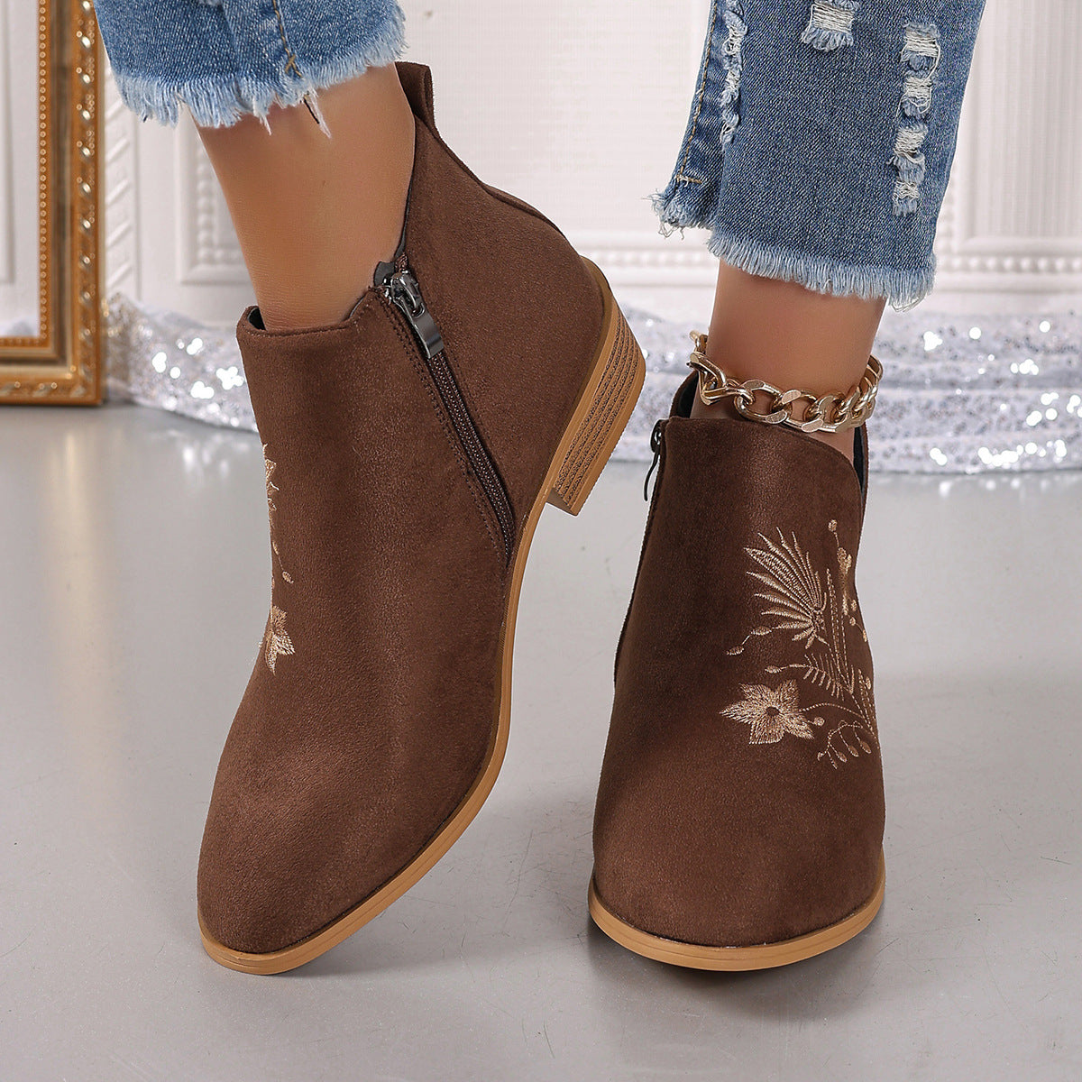 Elizabeth Ainsley Printed Short Boots - Pointed Toe Comfort