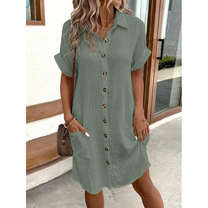Chic Elizabeth Ainsley Cotton Linen Shirt Dress