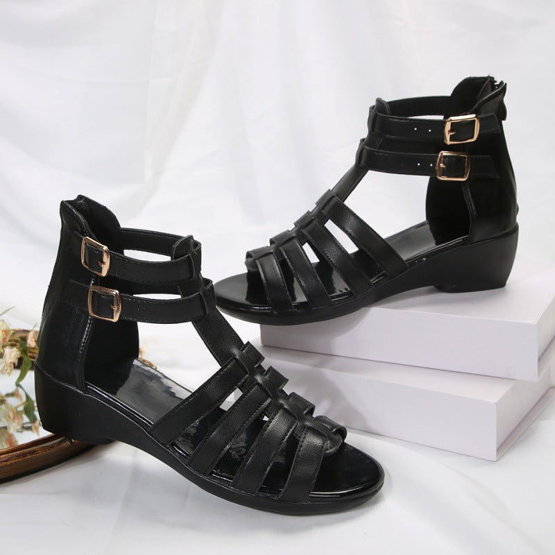 Chic Hollow-Out Wedge Sandals by Elizabeth Ainsley