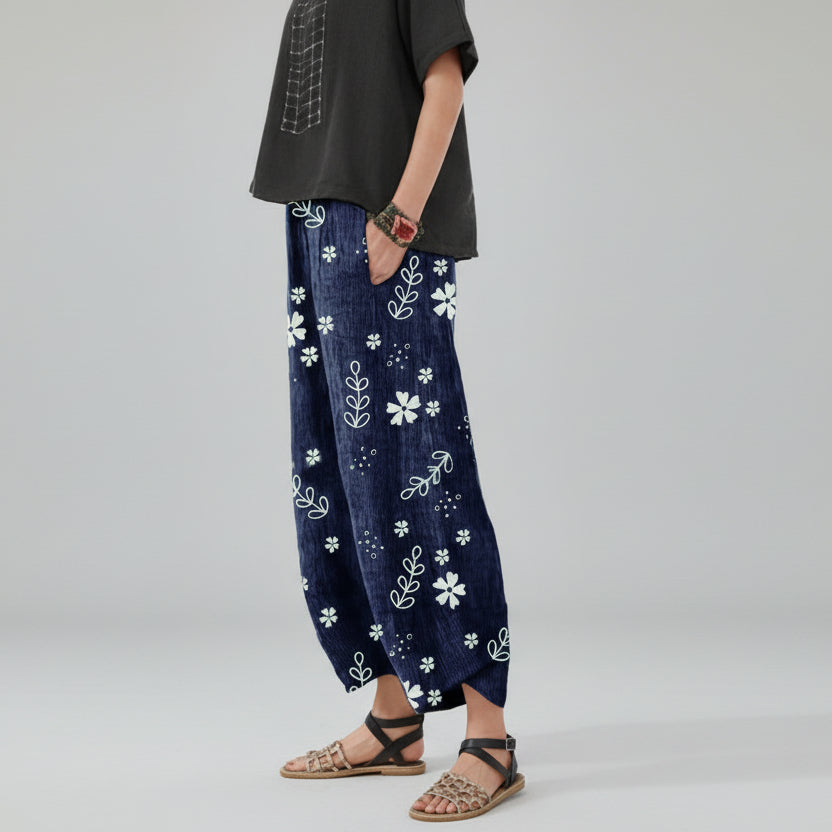 Floral Cotton Wide-Leg Pants by Elizabeth Ainsley