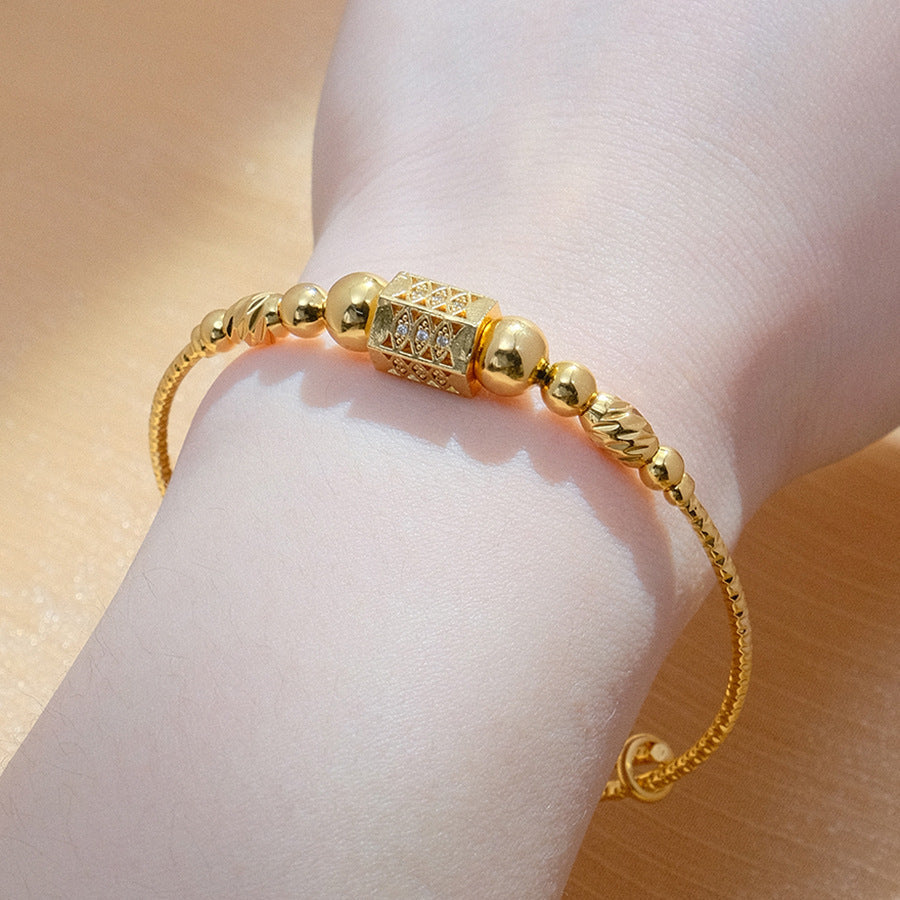 Beaded Adjustable Bangle Bracelet with Decorative Detail