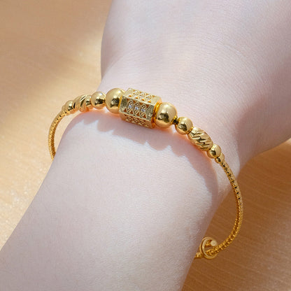 Beaded Adjustable Bangle Bracelet with Decorative Detail
