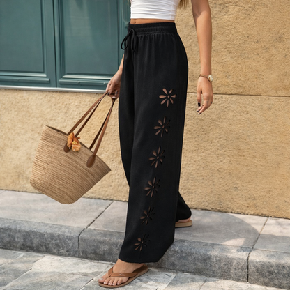 Chic Elizabeth Ainsley Floral Cutout Drawstring Pants