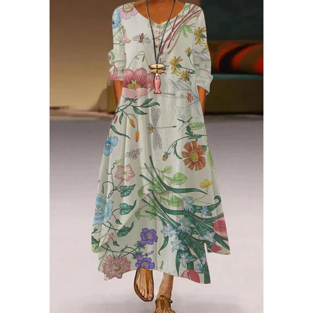 Artistic Floral Swing Dress by Elizabeth Ainsley