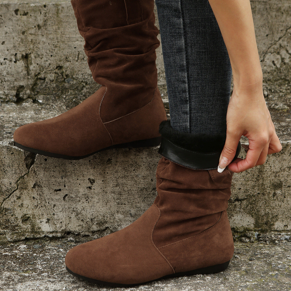 Elizabeth Ainsley Suede Mid-Calf Boots - Winter Warmth