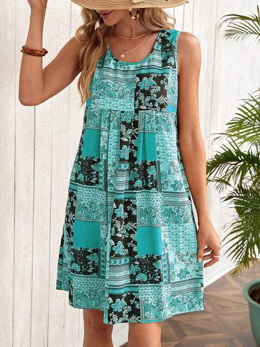 Printed A-Line Sleeveless Dress by Elizabeth Ainsley
