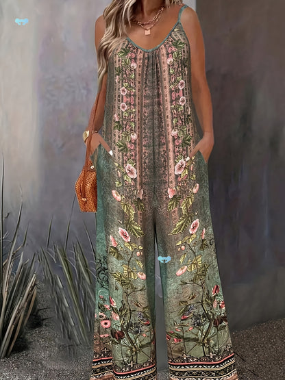 Boho Floral Elizabeth Ainsley Printed Jumpsuit