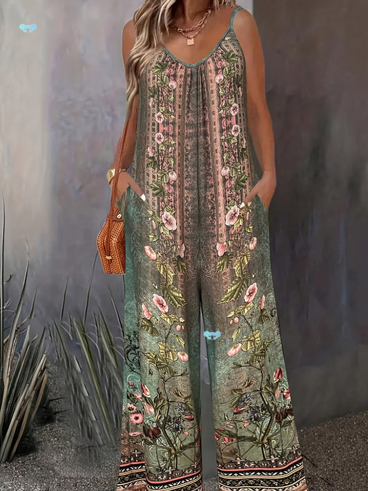 Boho Floral Elizabeth Ainsley Printed Jumpsuit