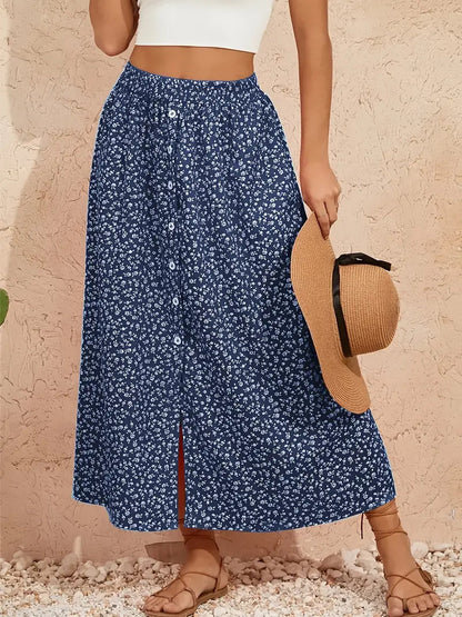 Pastoral Floral A-Line Skirt by Elizabeth Ainsley