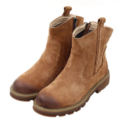 Oaklyn | Rustic Suede Side-Zip Lug-Sole Ankle Boots