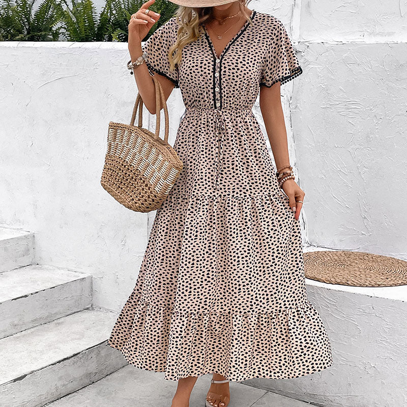 Leopard Print V-Neck Dress Elizabeth Ainsley