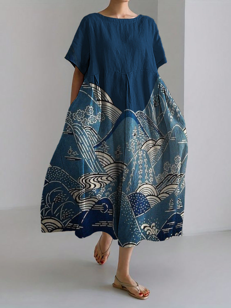 Artful Floral Elizabeth Ainsley Summer Midi Dress