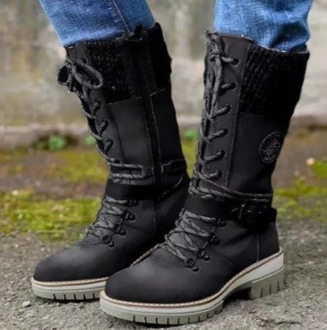 Makoto | Knit-Cuff Lace-Up Orthopedic Winter Boots