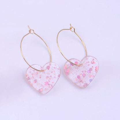 Minimalist Acrylic Sequin Heart Earrings