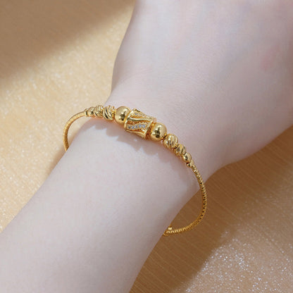 Beaded Adjustable Bangle Bracelet with Decorative Detail