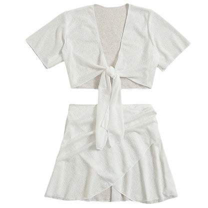 Chic Split White Bikini Set by Elizabeth Ainsley