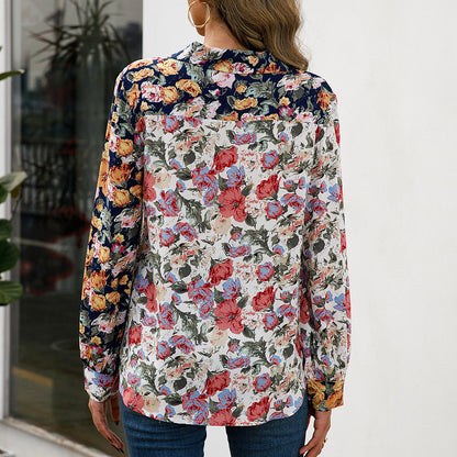 Colorblock Floral Elizabeth Ainsley Everyday Shirt Top