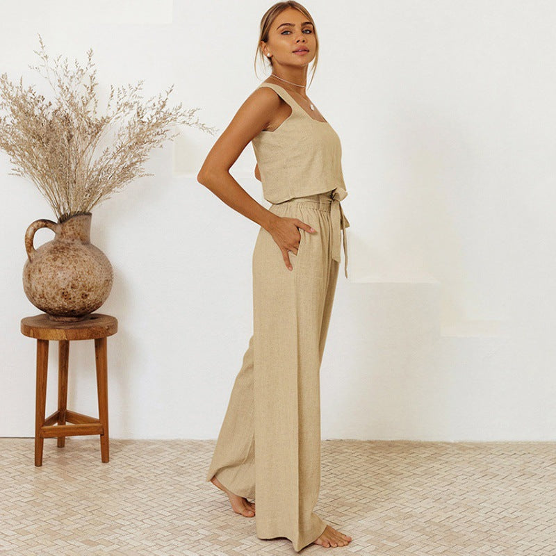 Relaxed Cotton Linen Vest Set by Elizabeth Ainsley