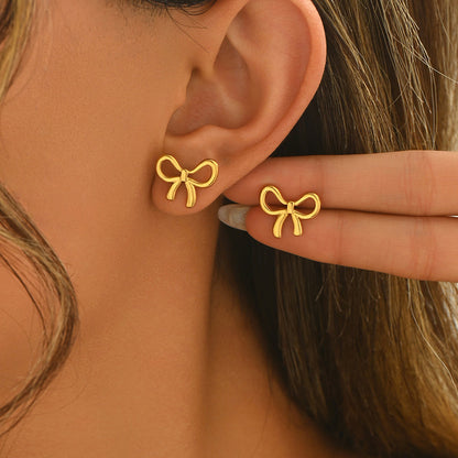 Minimal Bow Stud Earrings with Polished Finish