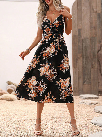 Floral Printed Elizabeth Ainsley Summer Midi Dress