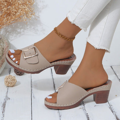 Chic Buckle High Heel Sandals by Elizabeth Ainsley