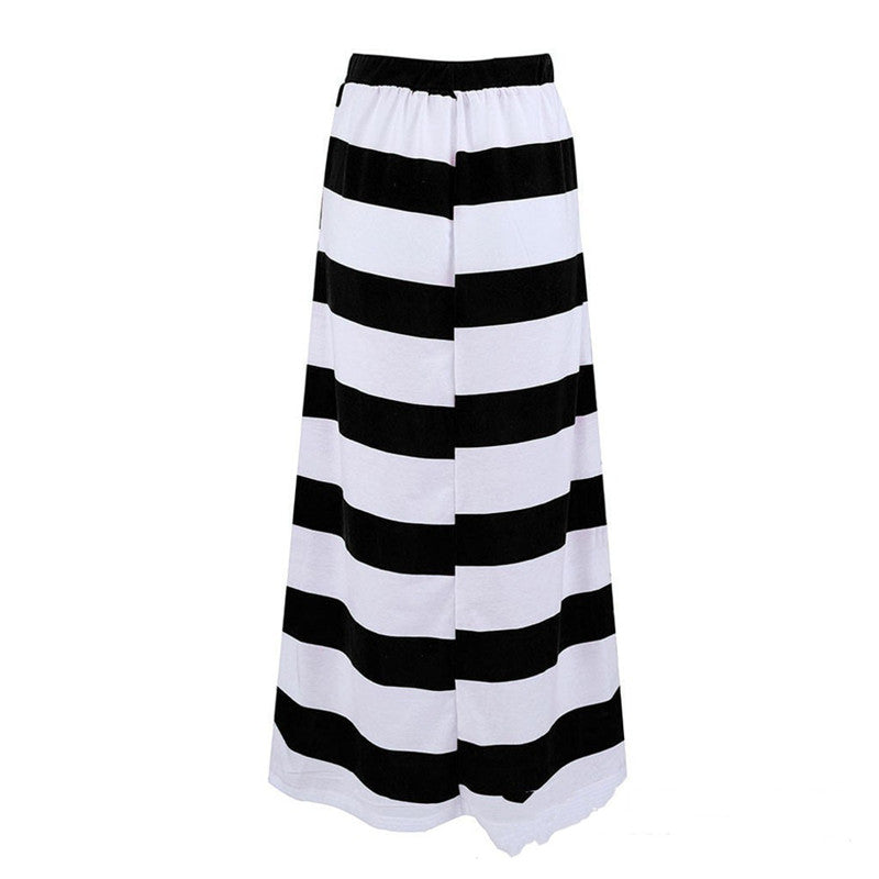 Striped Cotton A-Line Skirt by Elizabeth Ainsley