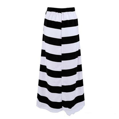 Striped Cotton A-Line Skirt by Elizabeth Ainsley