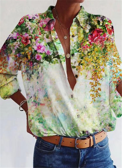Floral Loose Cardigan Shirt Elizabeth Ainsley Women’s Top